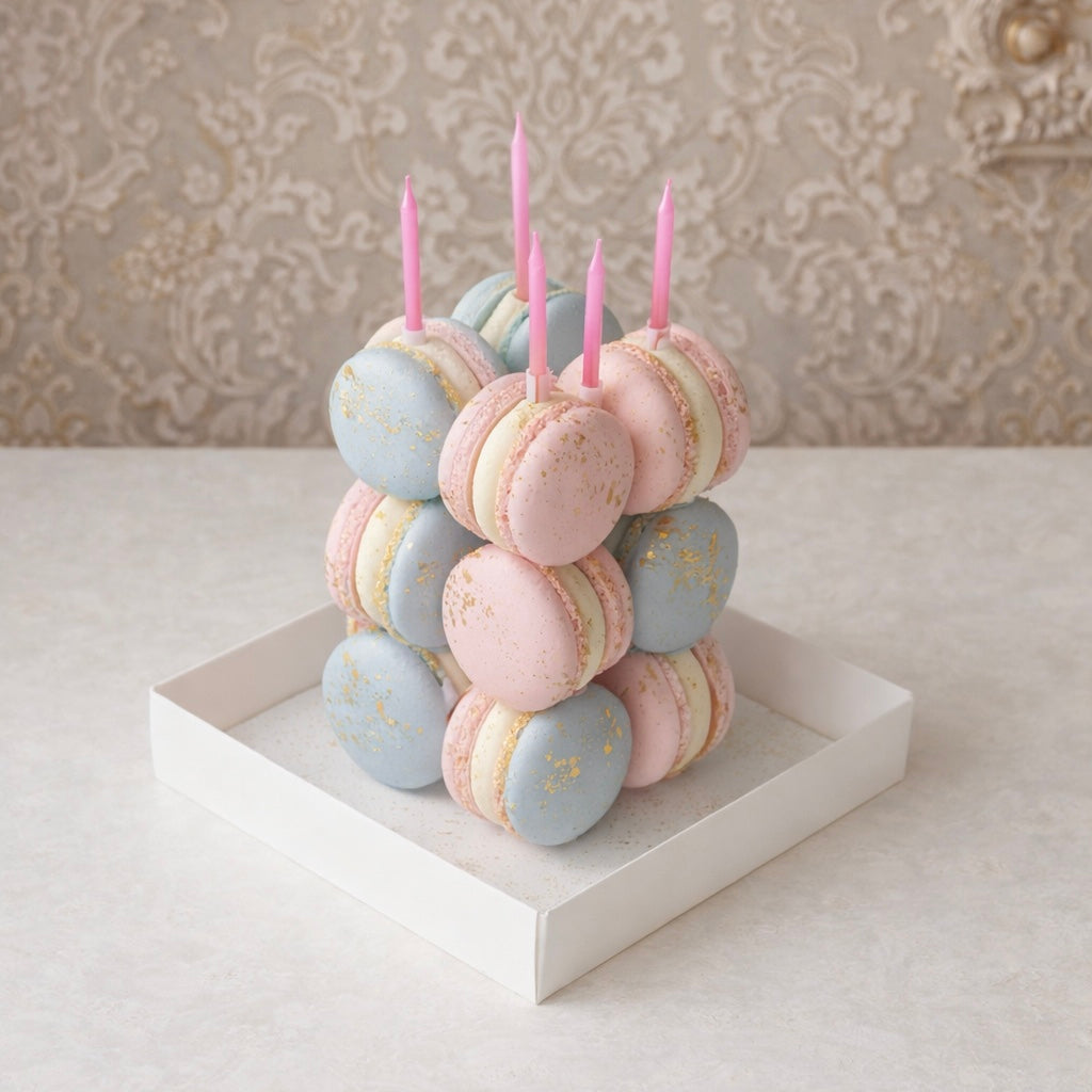 MACARON CUBE CAKE